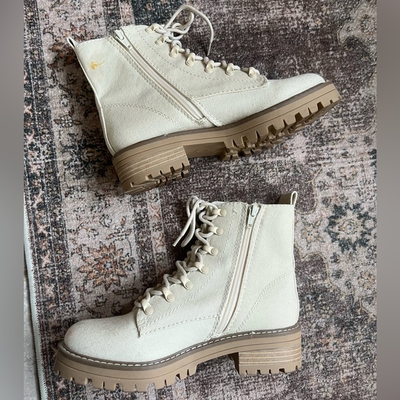 Beige Combat Boots - Picture 3 of 6